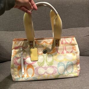 Coach multi-color canvas handbag